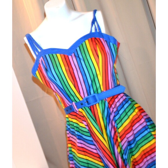 Pinup Dress  Rainbow Bright Stripes Swing Size XXS ) NWT - Picture 4 of 5